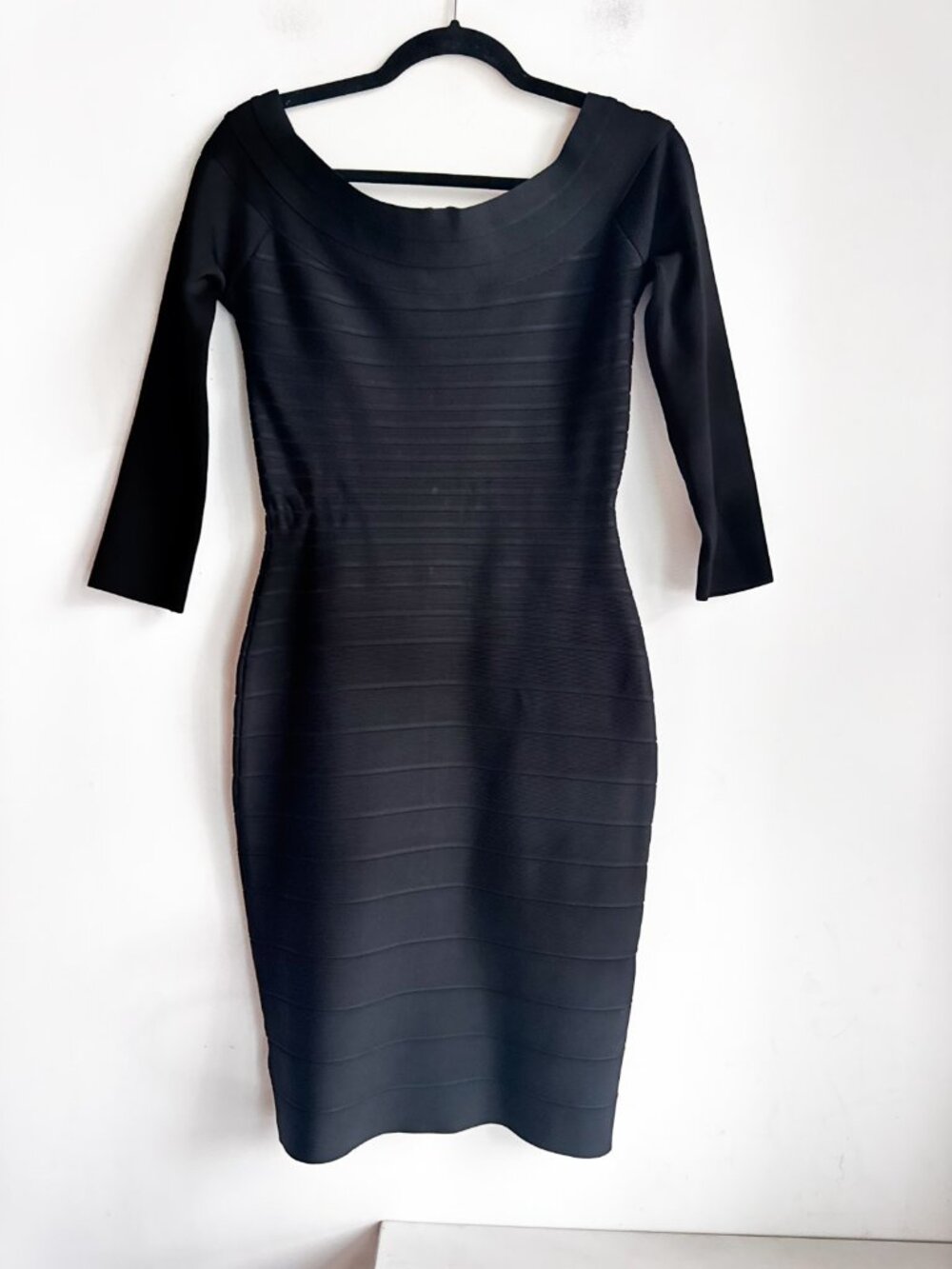 Vintage Herve Leger Black Bandage Classic Iconic Bodycon Dress LBD M - Picture 2 of 8